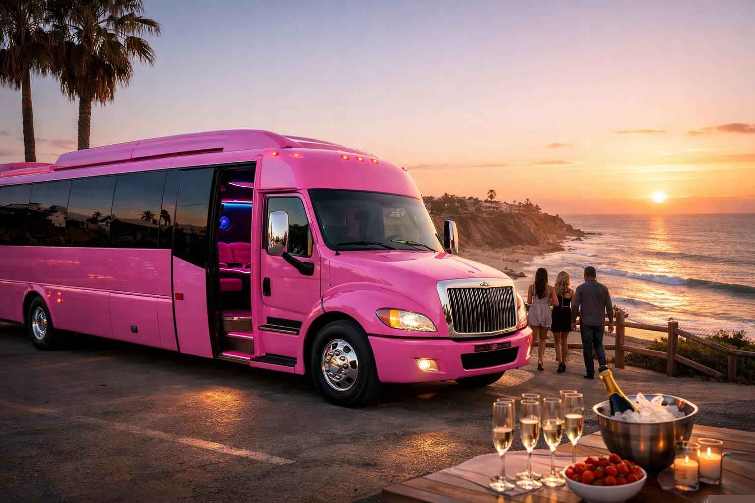 Pink Party Bus Rental Near Me Solana Beach Ca
