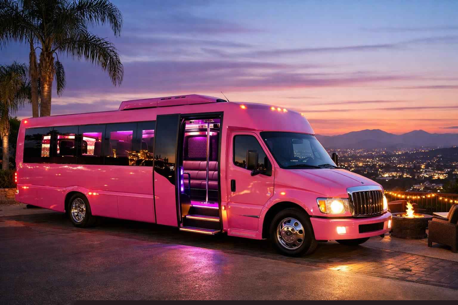 Pink Party Bus Rental Near Me Vista Ca