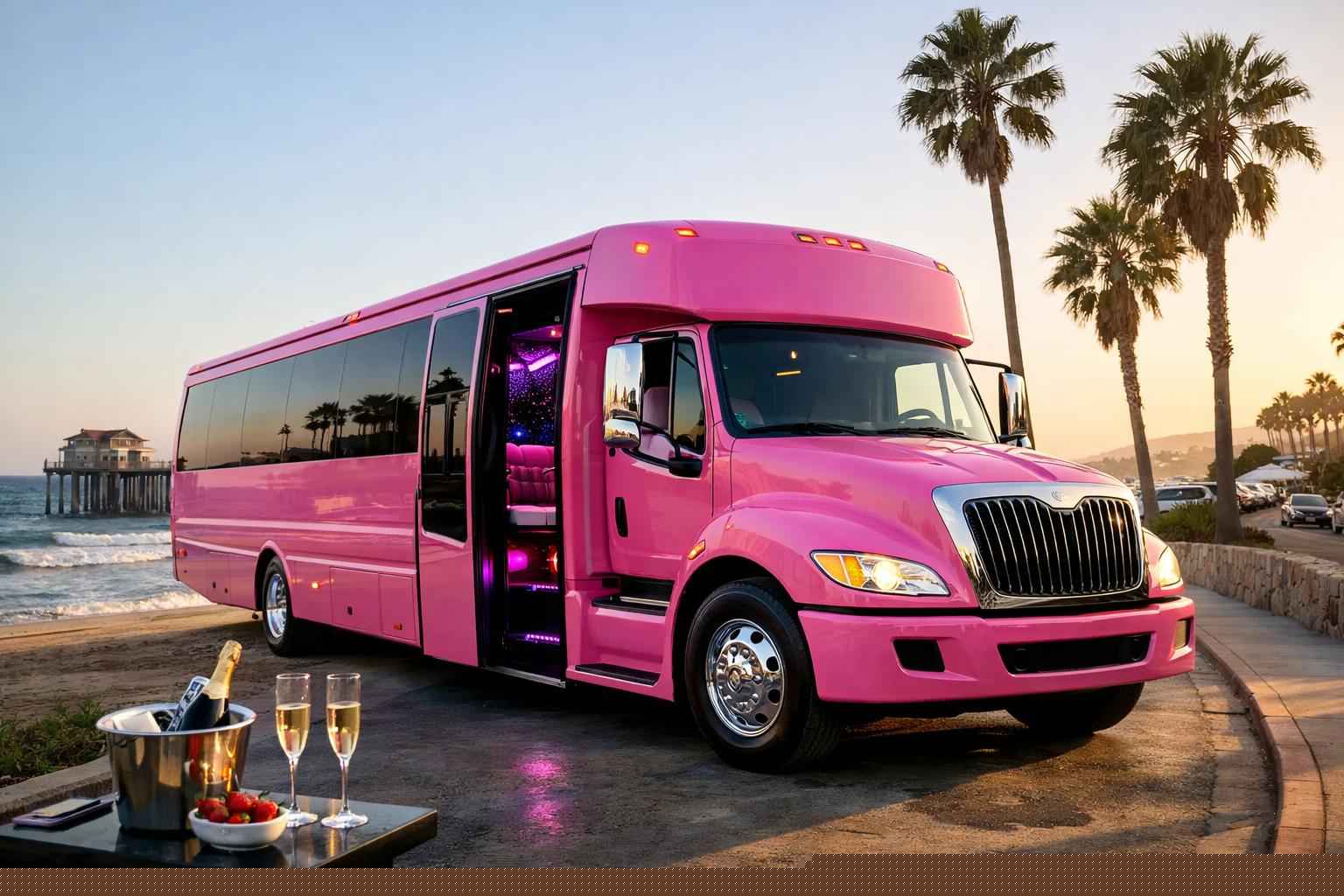 Pink Party Bus Rental Oceanside Ca
