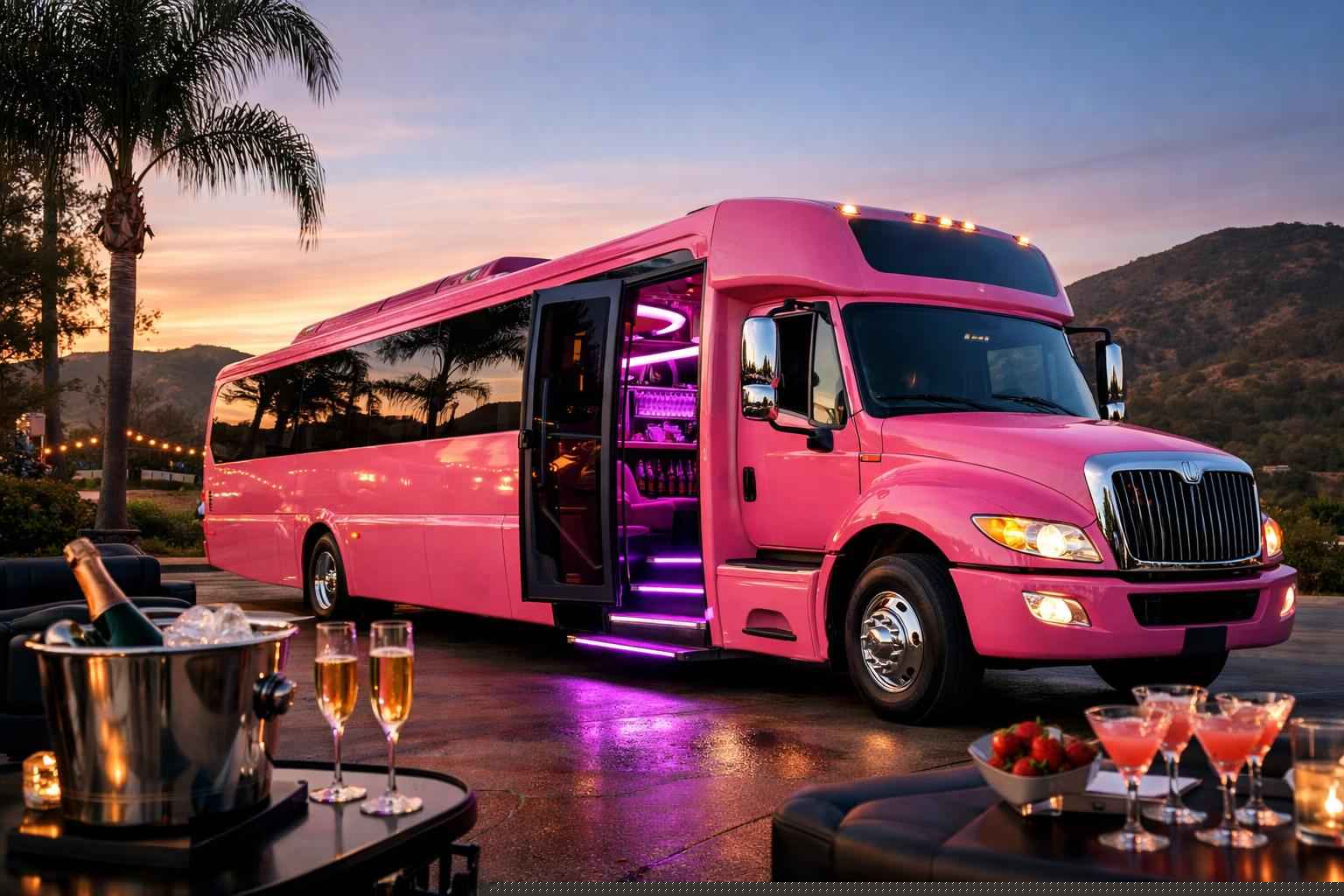 Pink Party Bus Rental In Poway California Pink Party Bus Rental Poway Ca