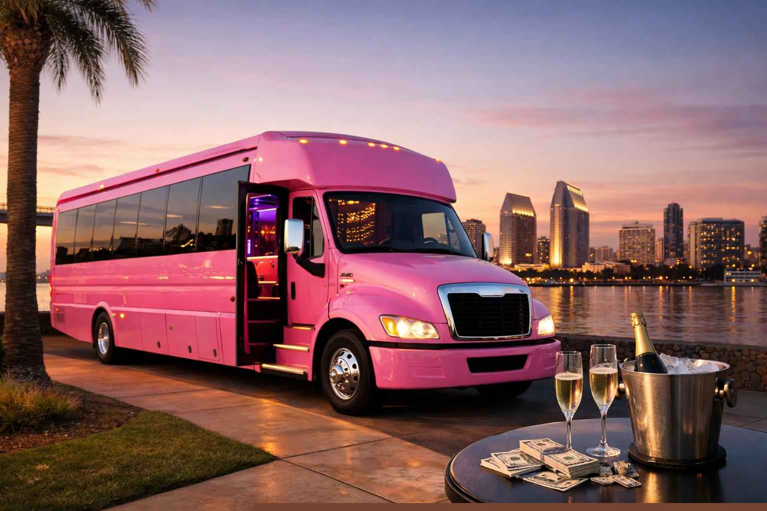 Pink Party Bus Rental Prices In Coronado Ca