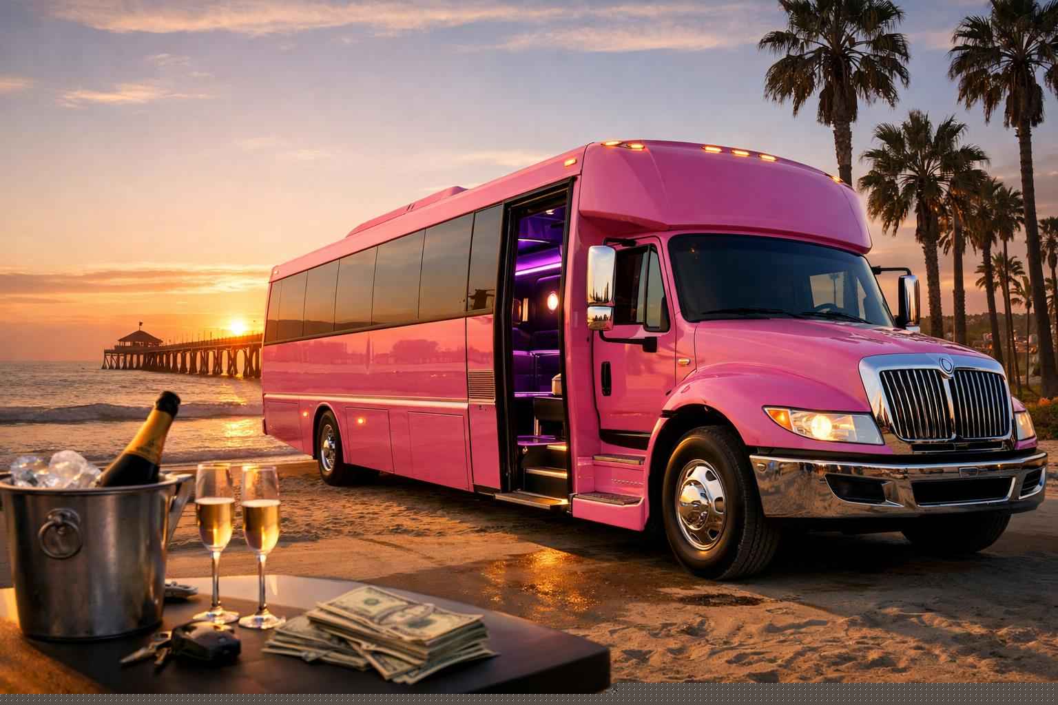 Pink Party Bus Rental In Imperial Beach California Pink Party Bus Rental Prices In Imperial Beach Ca