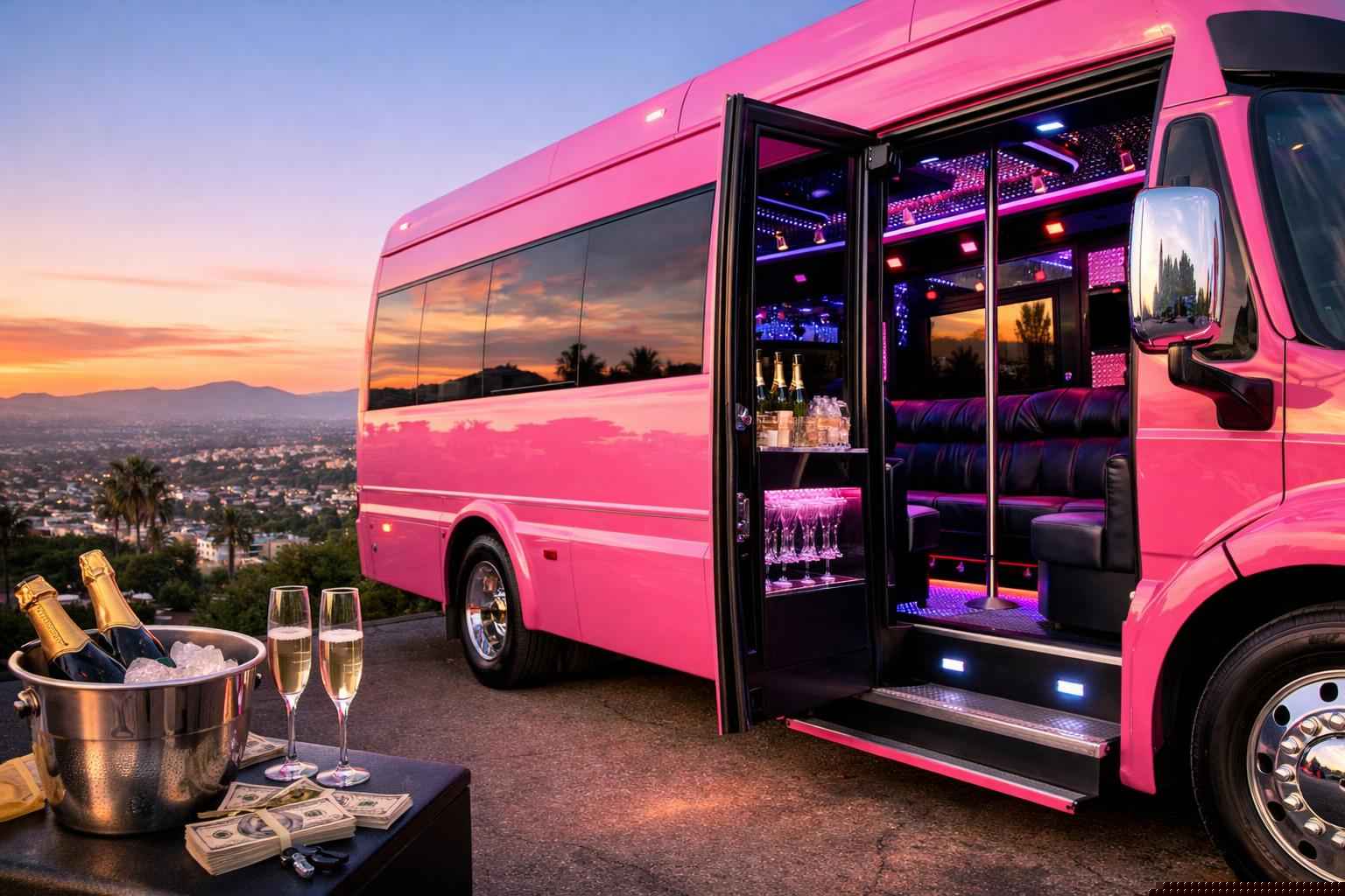 Pink Party Bus Rental Prices In Vista Ca