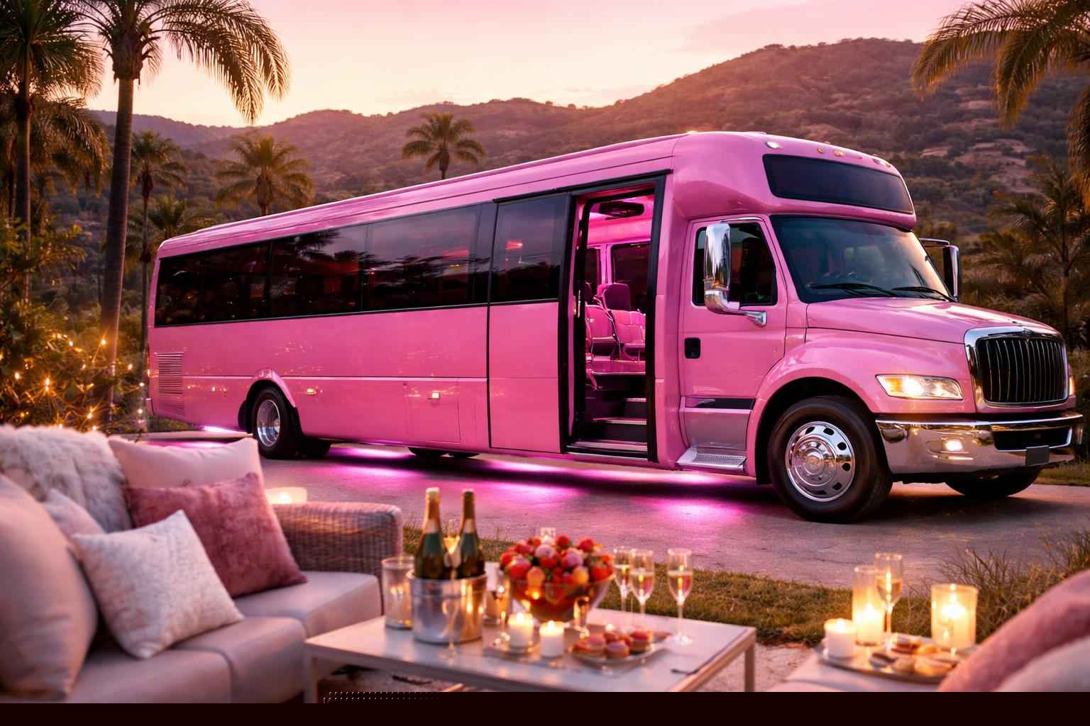 Pink Party Bus Rental Services In Alpine California