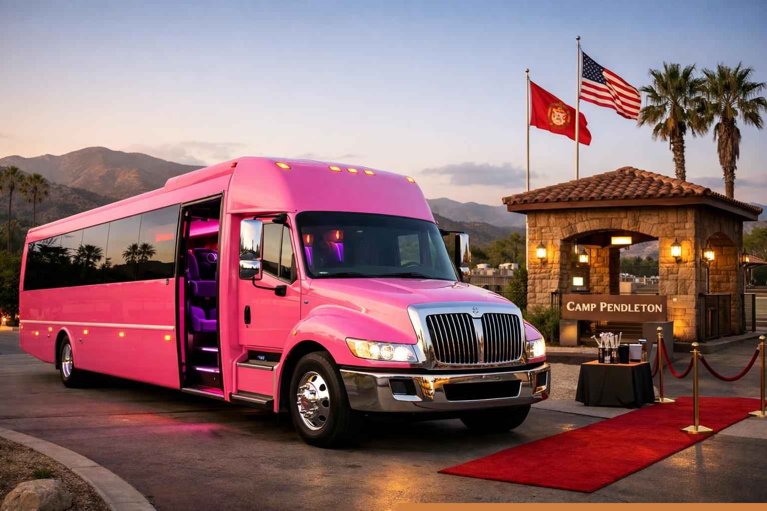 Pink Party Bus Rental In Camp Pendleton South California Pink Party Bus Rental Services In Camp Pendleton South California