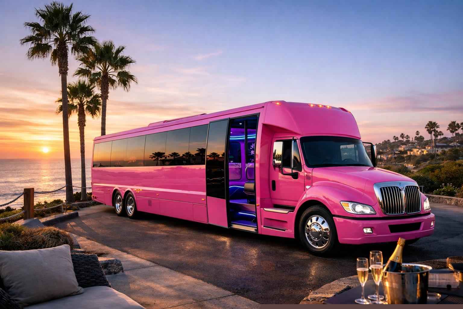 Pink Party Bus Rental Services In Carlsbad California
