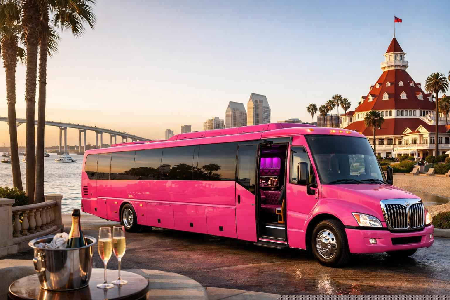 Pink Party Bus Rental Services In Coronado California