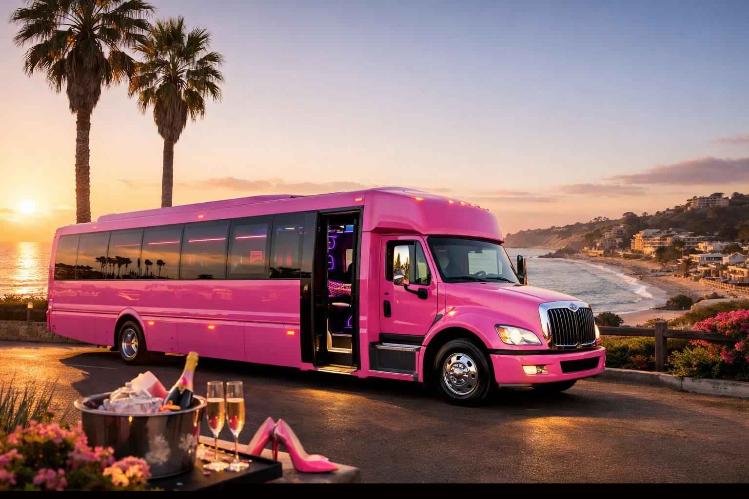 Pink Party Bus Rental In Del Mar California Pink Party Bus Rental Services In Del Mar California