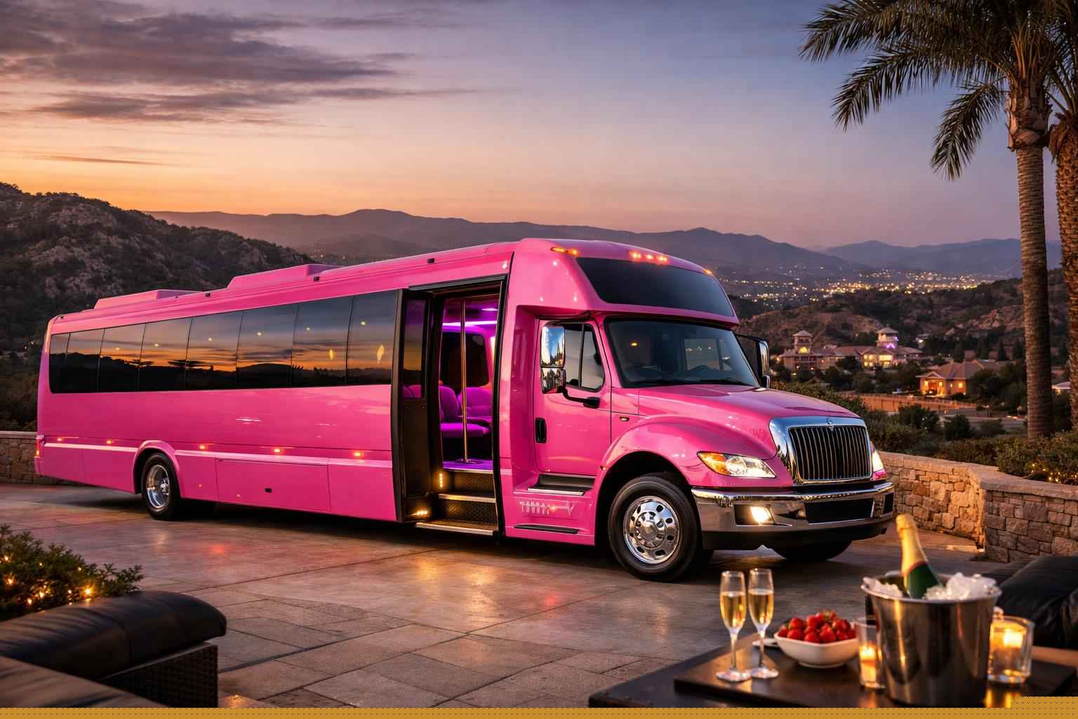Pink Party Bus Rental In Granite Hills California Pink Party Bus Rental Services In Granite Hills California