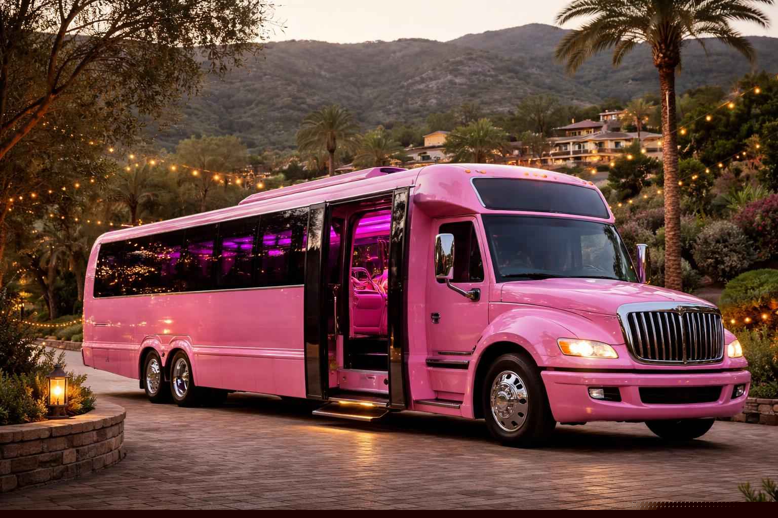 Pink Party Bus Rental Services In Hidden Meadows Ca
