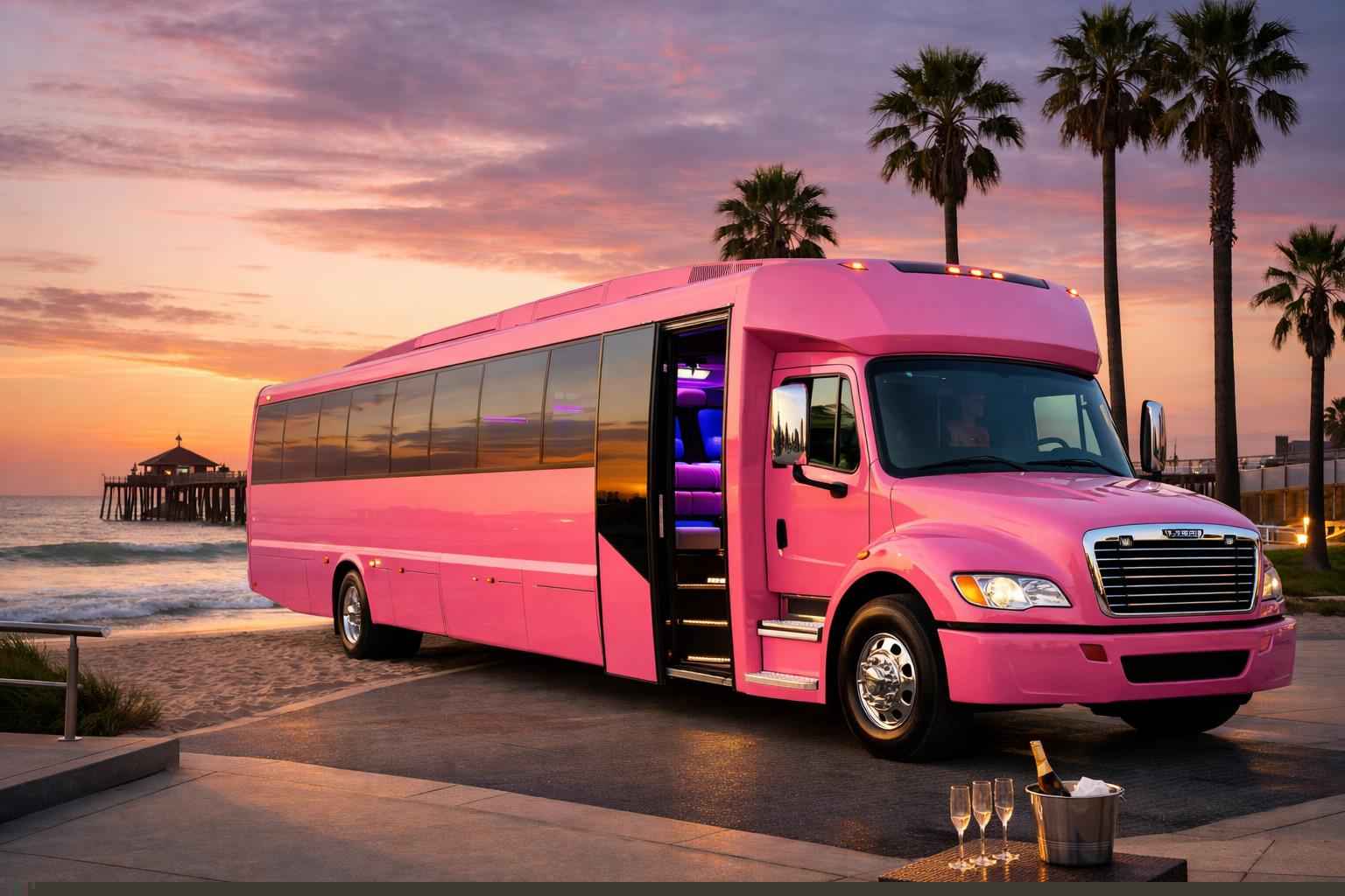 Pink Party Bus Rental In Imperial Beach California Pink Party Bus Rental Services In Imperial Beach California