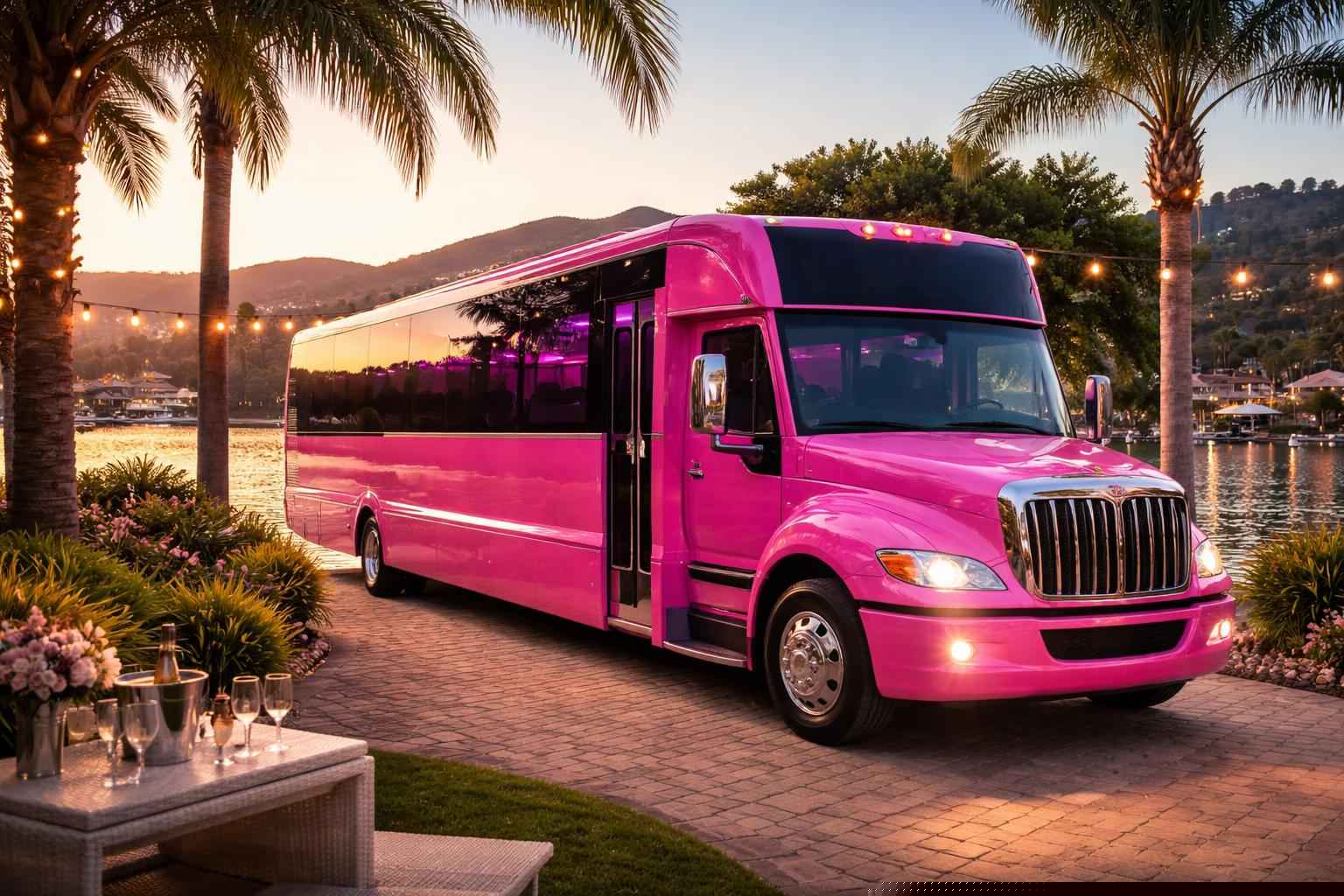 Pink Party Bus Rental Services In Lake San Marcos California