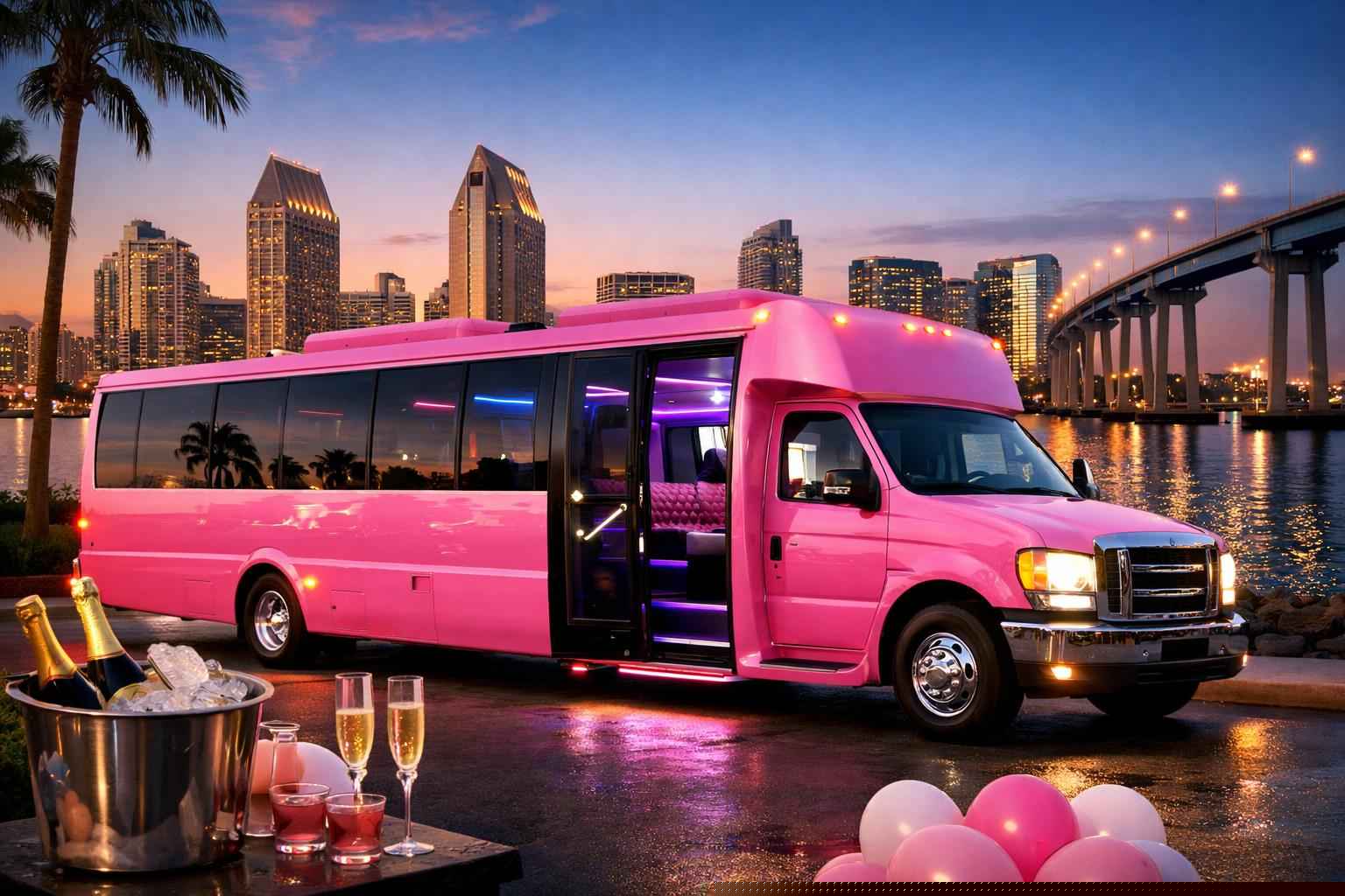 Pink Party Bus Rental In National City California Pink Party Bus Rental Services In National City California