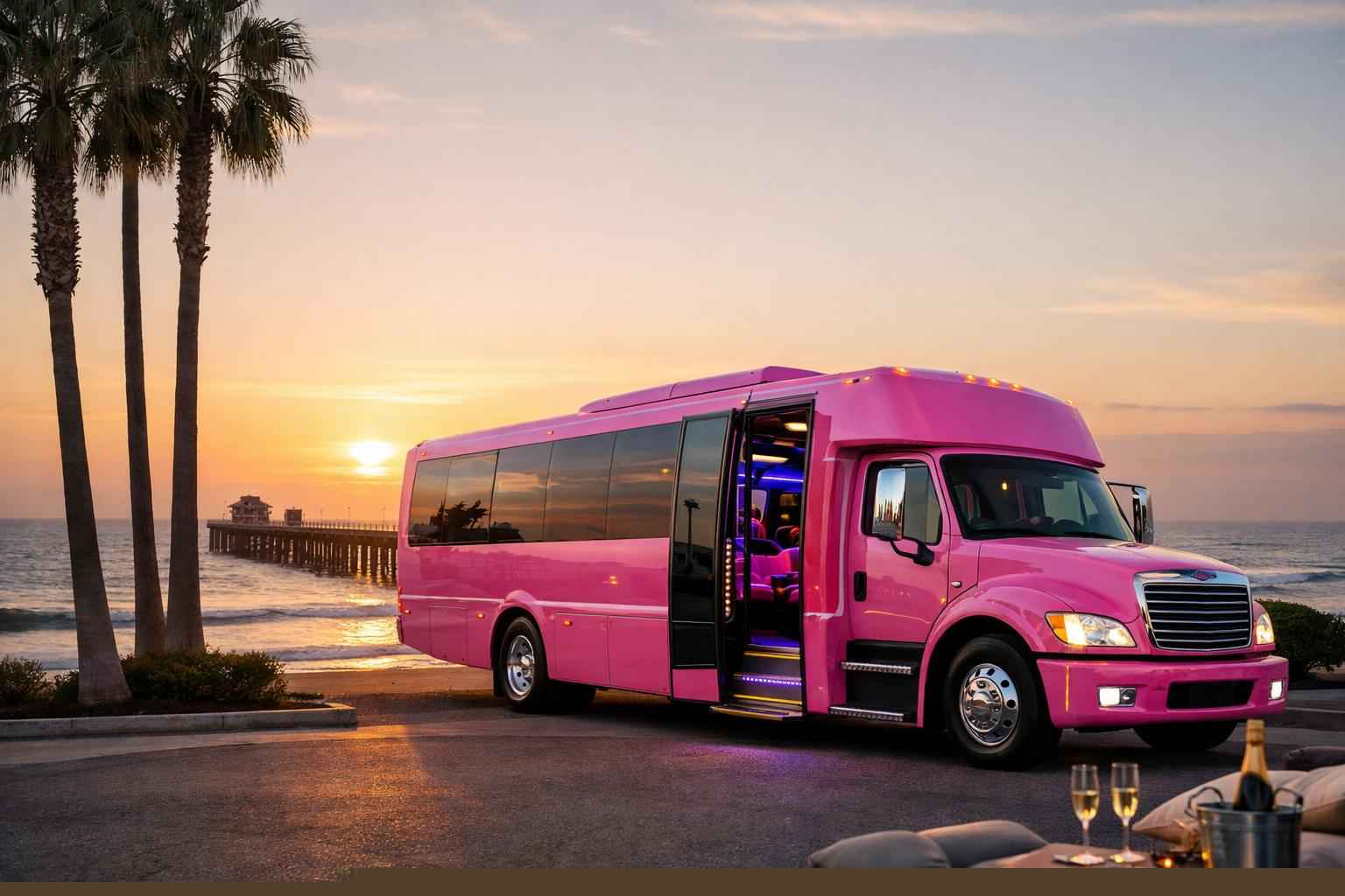 Pink Party Bus Rental Services In Oceanside California