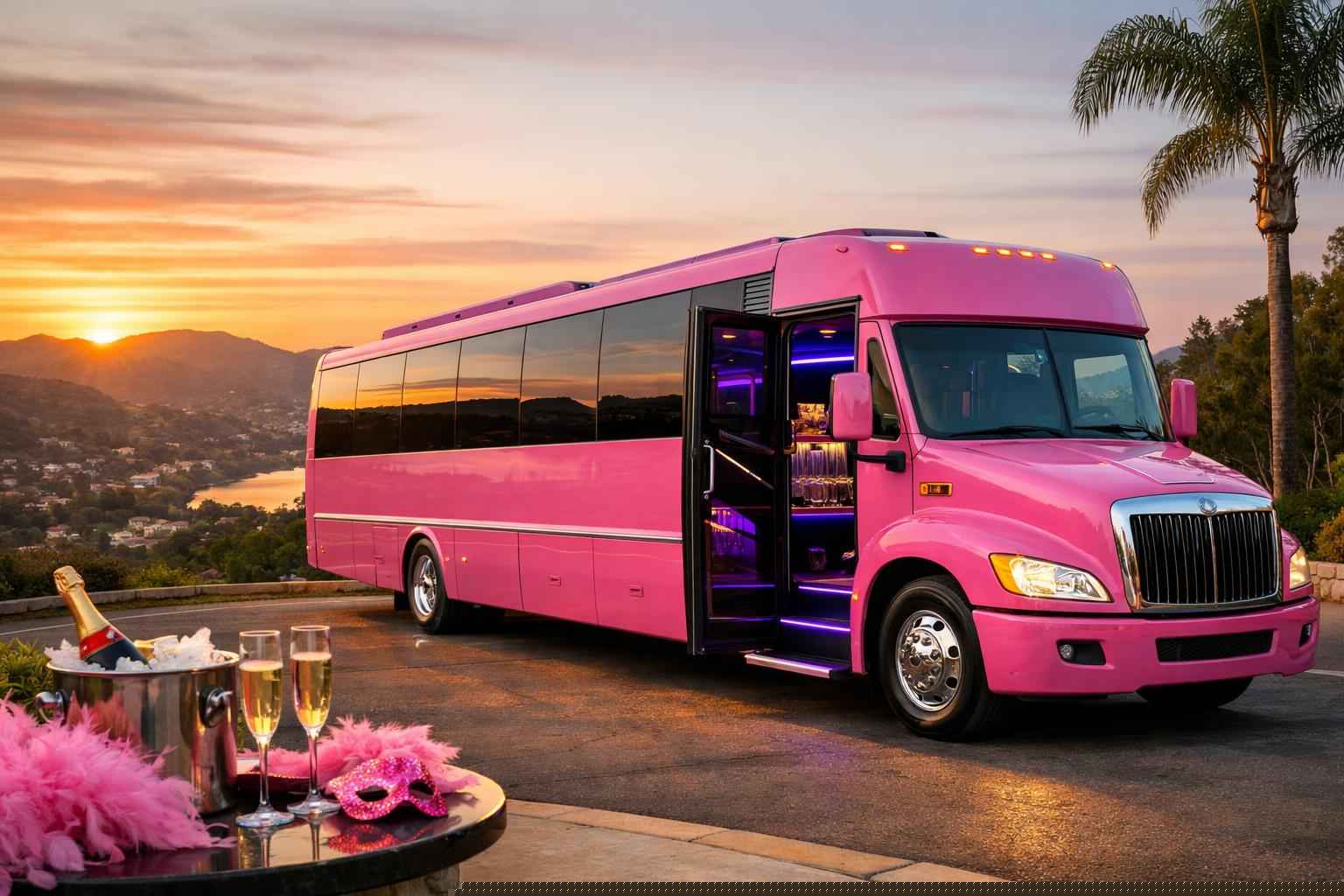 Pink Party Bus Rental In Poway California Pink Party Bus Rental Services In Poway California