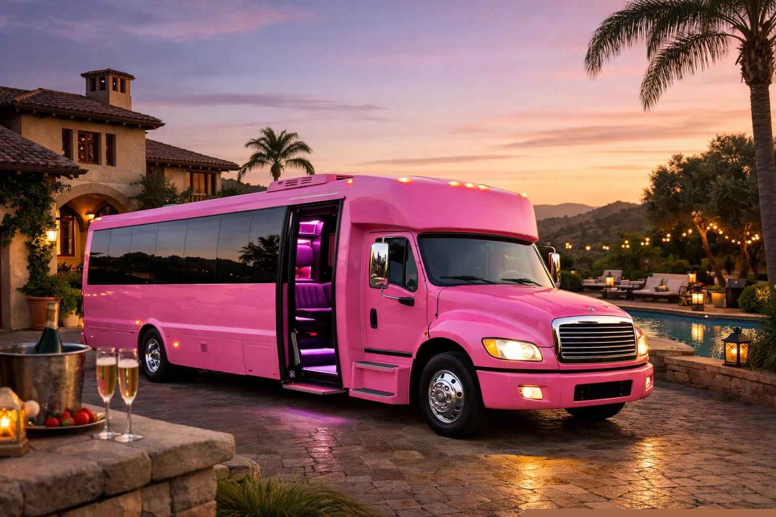 Pink Party Bus Rental Services In Rancho Santa Fe California