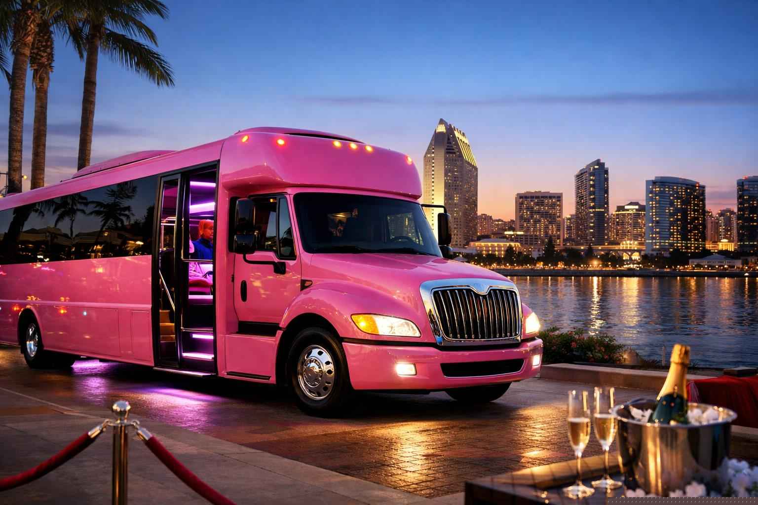 Pink Party Bus Rental In San Diego California Pink Party Bus Rental Services In San Diego California