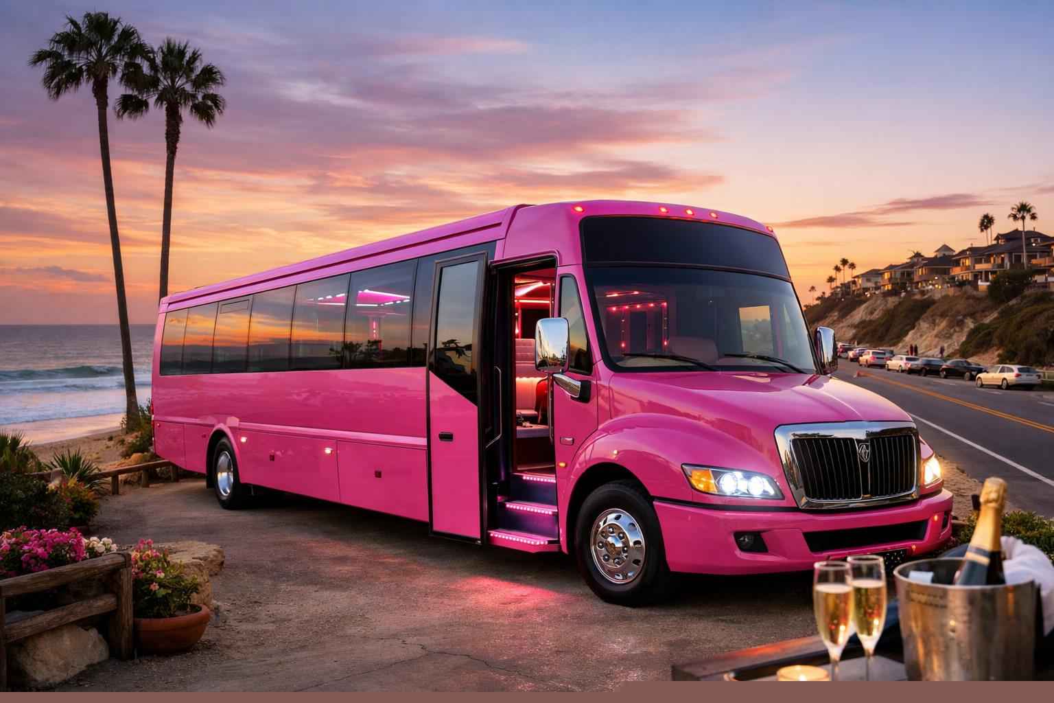 Pink Party Bus Rental Services In Solana Beach California