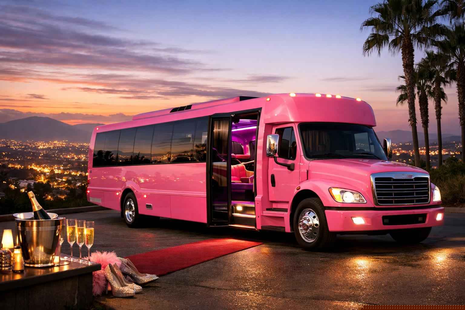 Pink Party Bus Rental Services In Vista California