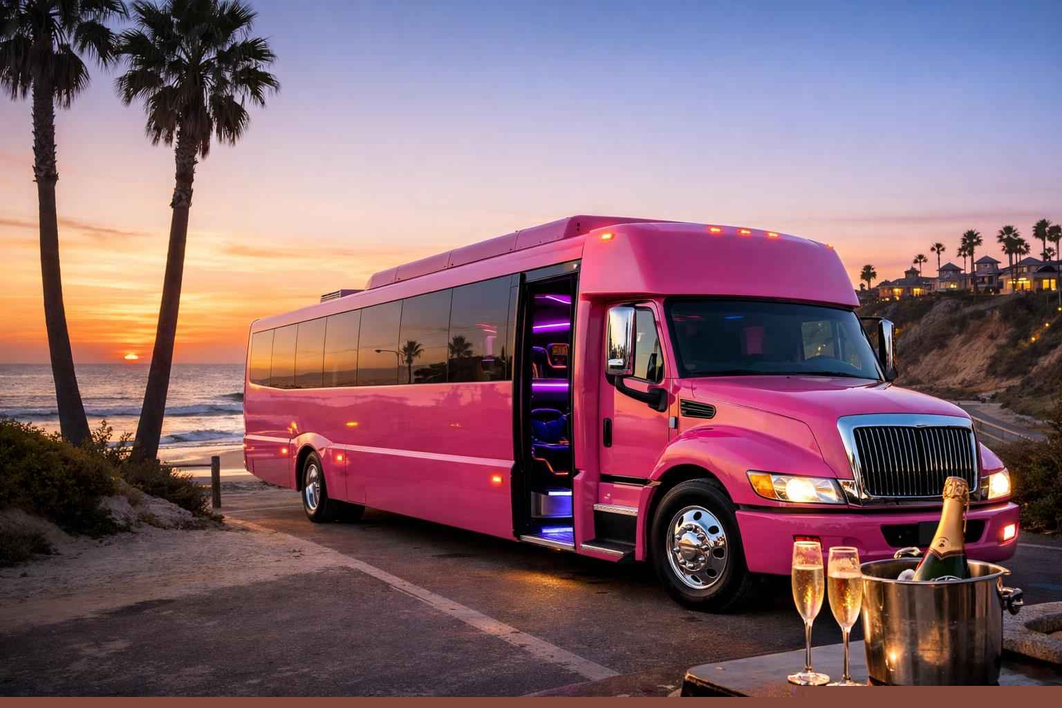 Pink Party Bus Rental Solana Beach Ca