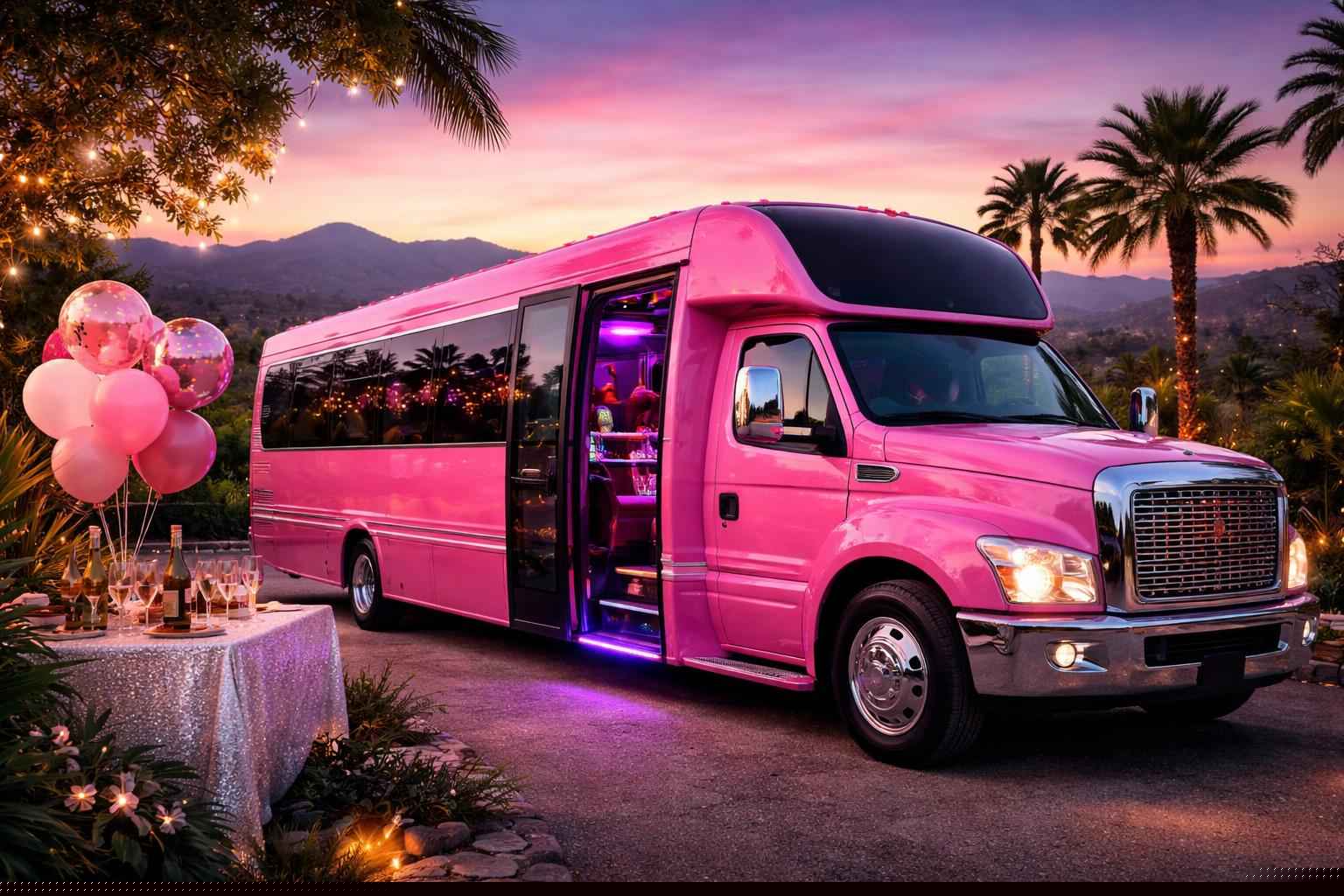 Pink Party Bus Service Alpine Ca