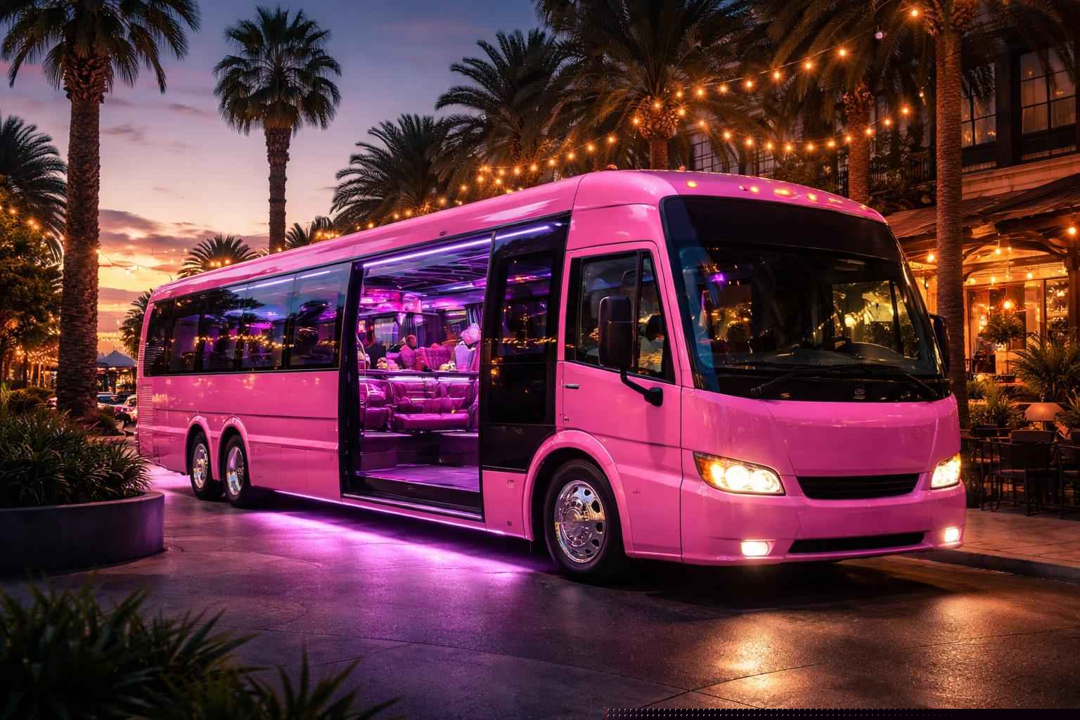 Pink Party Bus Rental In Bostonia California Pink Party Bus Service Bostonia Ca