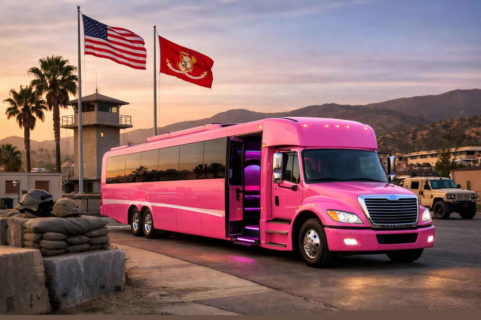 Pink Party Bus Rental In Camp Pendleton Mainside California Pink Party Bus Service Camp Pendleton Mainside Ca