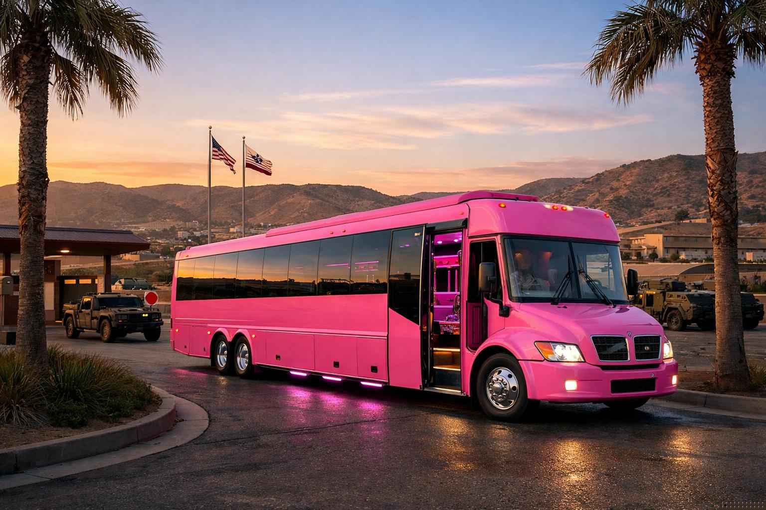 Pink Party Bus Rental In Camp Pendleton South California Pink Party Bus Service Camp Pendleton South Ca