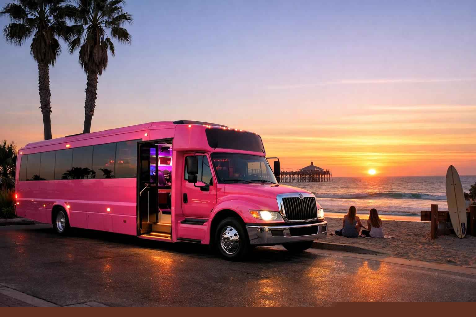 Pink Party Bus Rental In Imperial Beach California Pink Party Bus Service Imperial Beach Ca