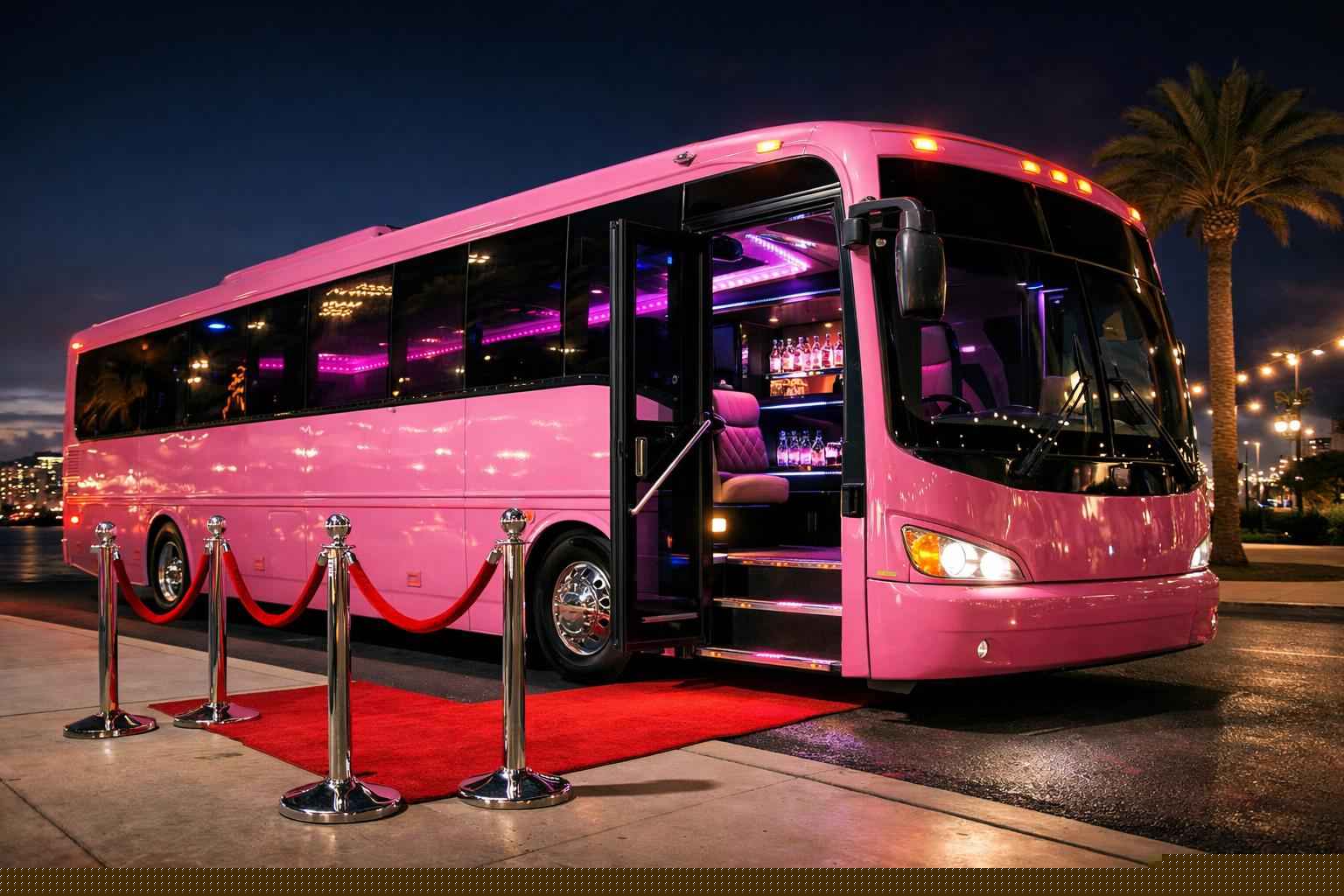 Pink Party Bus Rental In National City California Pink Party Bus Service National City Ca