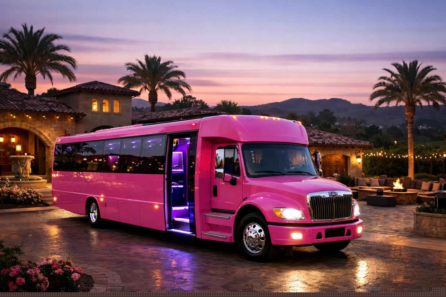 Pink Party Bus Service Rancho Santa Fe Ca
