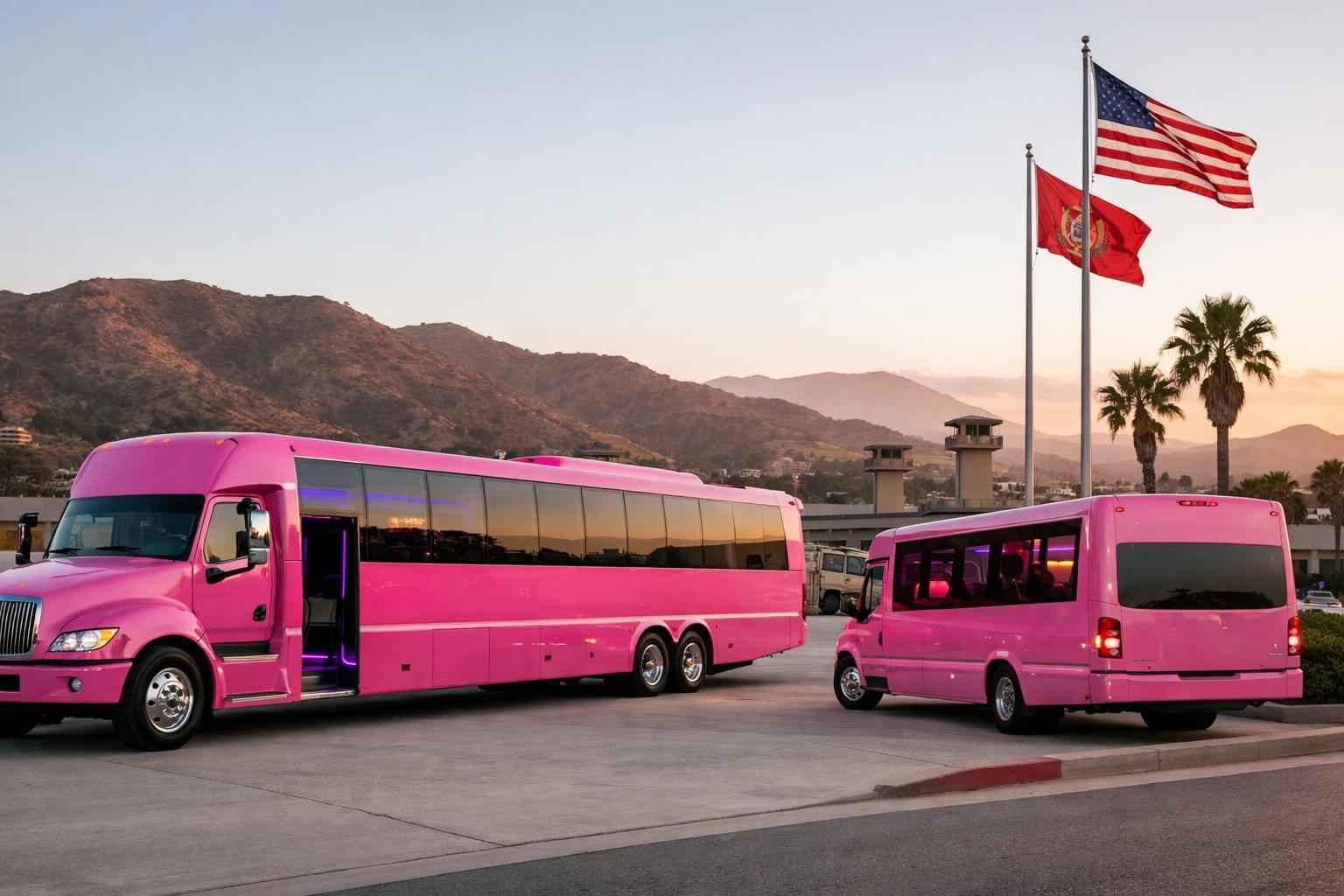 Pink Party Bus Rental In Camp Pendleton Mainside California Pink Party Buses In Camp Pendleton Mainside California