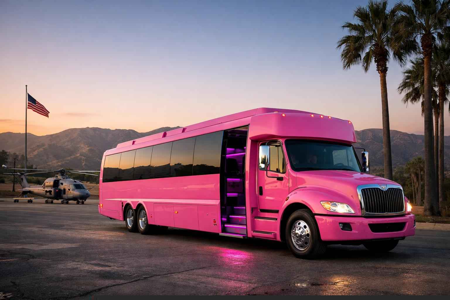 Pink Party Bus Rental In Camp Pendleton South California Pink Party Buses In Camp Pendleton South California
