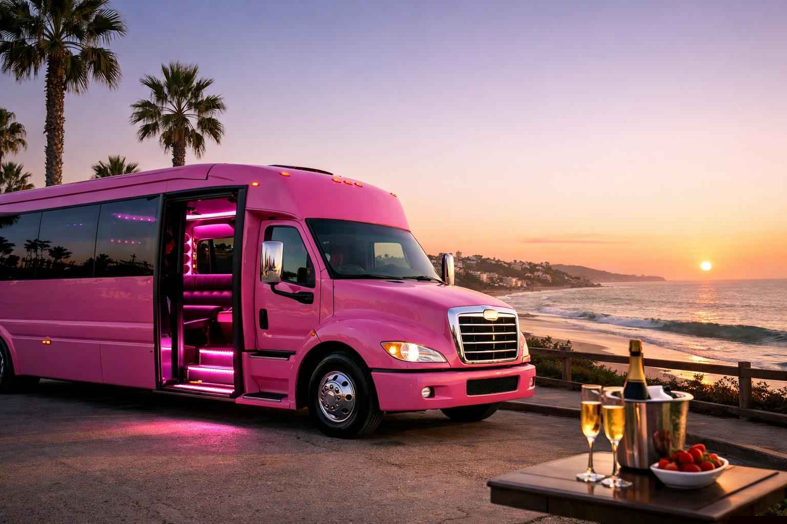 Pink Party Buses In Carlsbad California