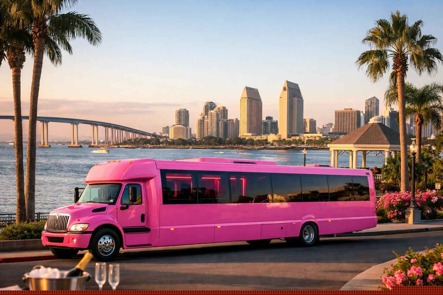 Pink Party Buses In Coronado California