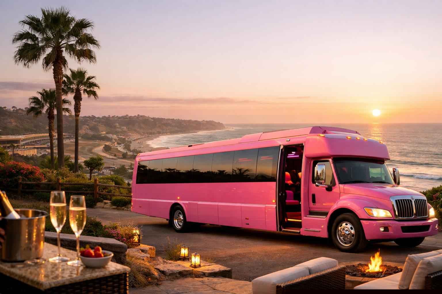 Pink Party Bus Rental In Del Mar California Pink Party Buses In Del Mar California