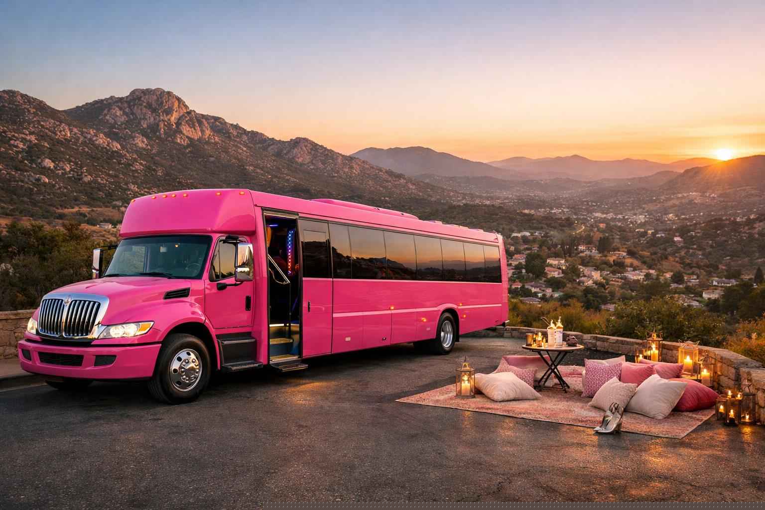 Pink Party Bus Rental In Granite Hills California Pink Party Buses In Granite Hills California