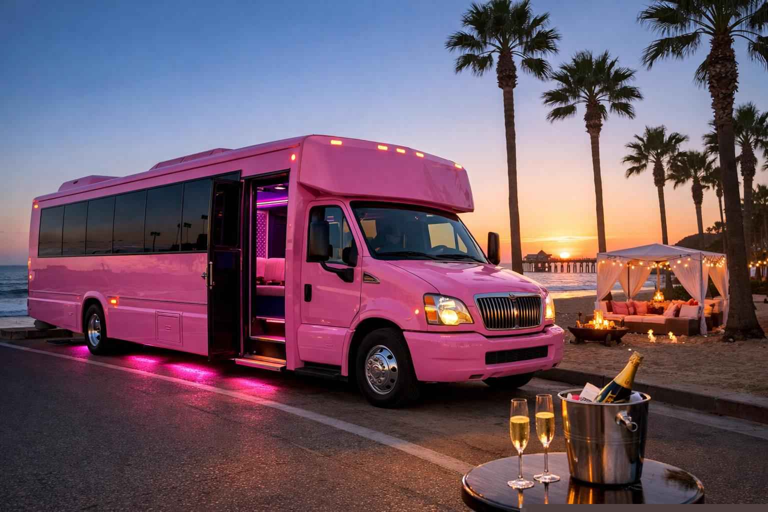 Pink Party Bus Rental In Imperial Beach California Pink Party Buses In Imperial Beach California
