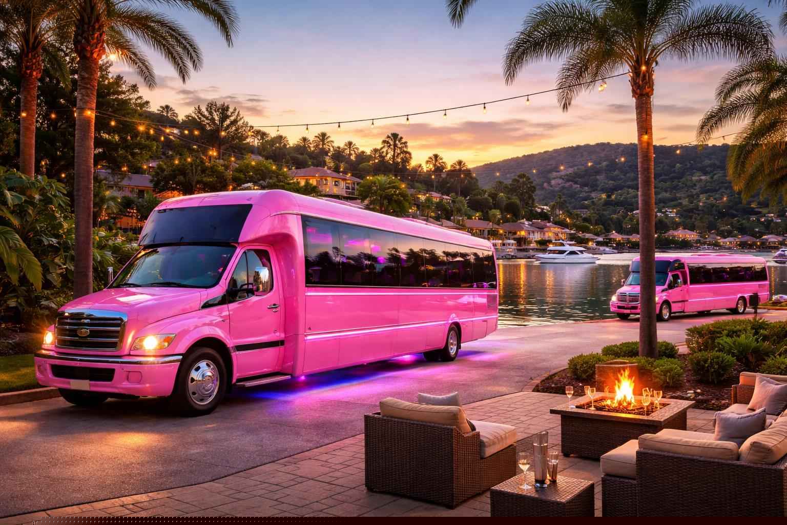 Pink Party Buses In Lake San Marcos California