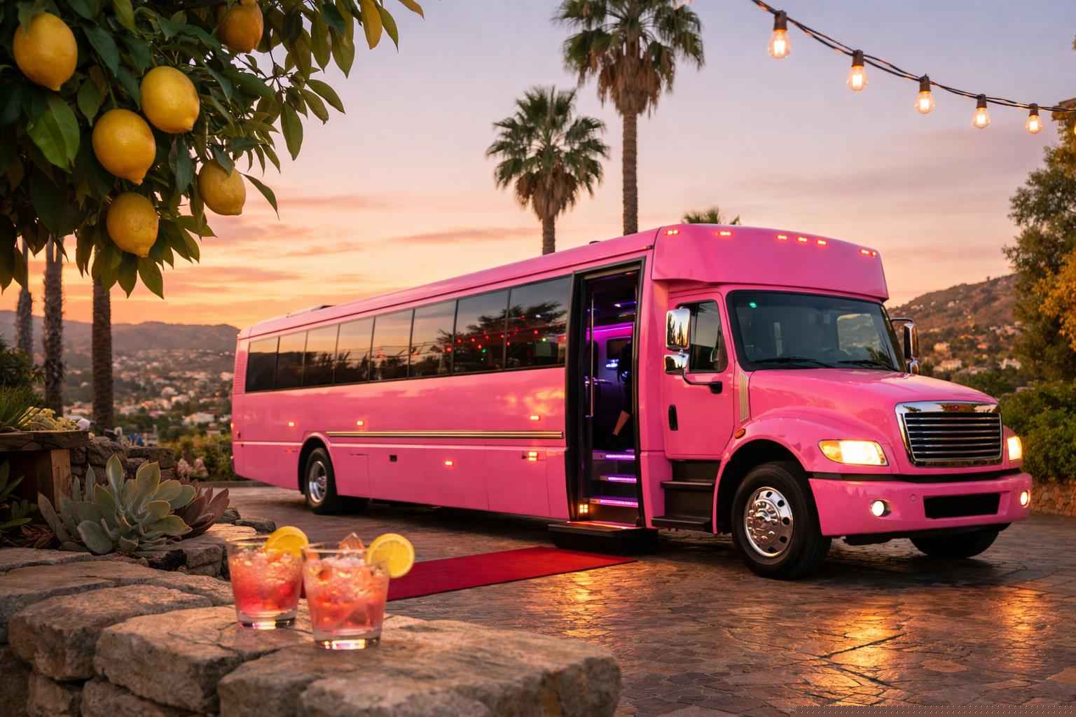 Pink Party Buses In Lemon Grove California