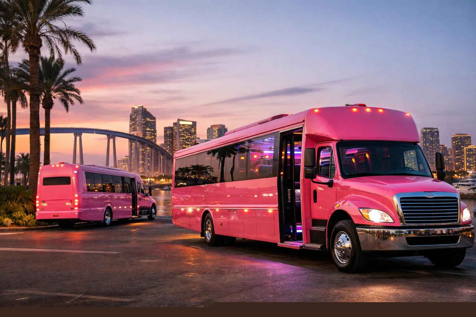 Pink Party Bus Rental In National City California Pink Party Buses In National City California