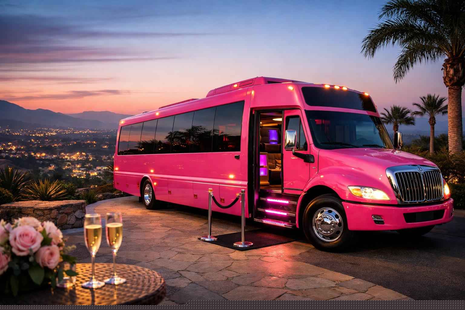 Pink Party Bus Rental In Poway California Pink Party Buses In Poway California