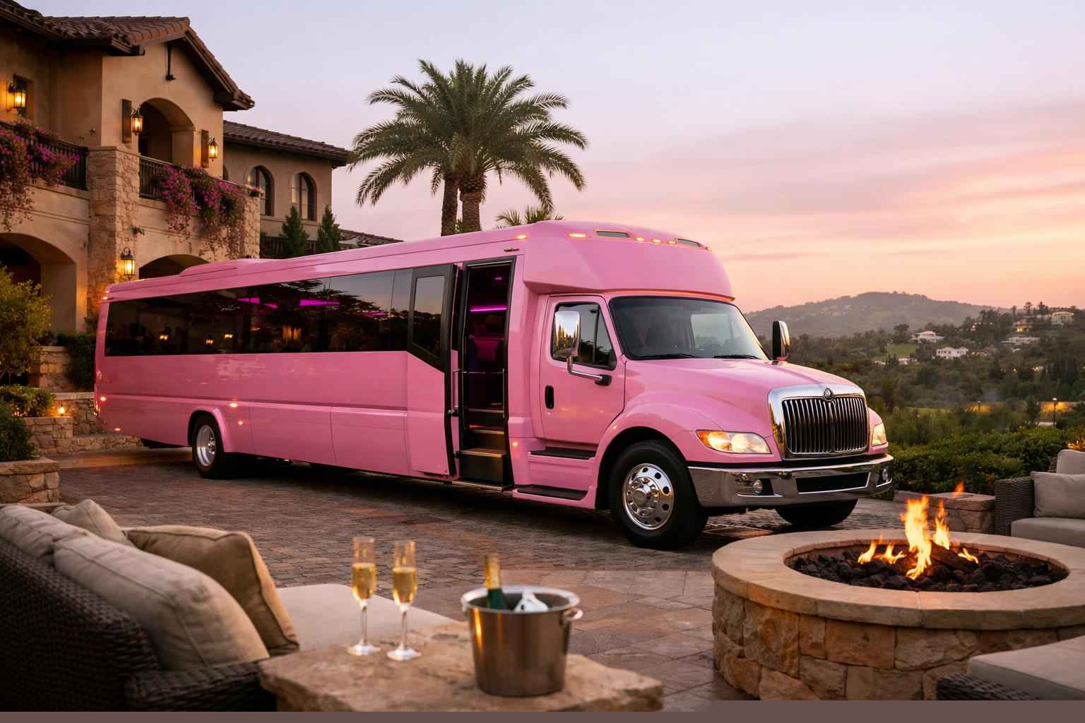 Pink Party Buses In Rancho Santa Fe California