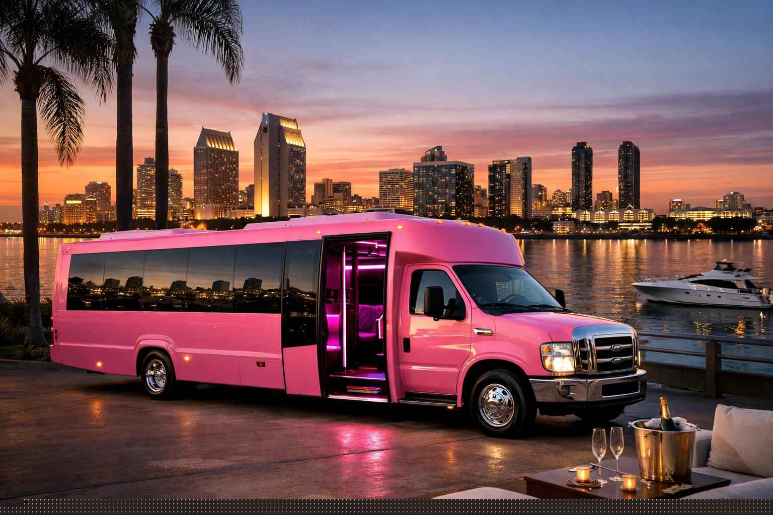 Pink Party Bus Rental In San Diego California Pink Party Buses In San Diego California