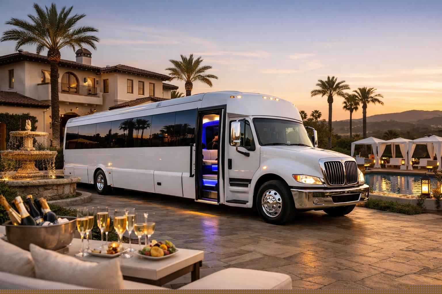 Rancho Santa Fe California White Party Bus Service