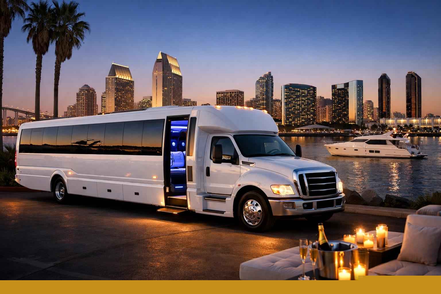 San Diego California White Party Bus Rental