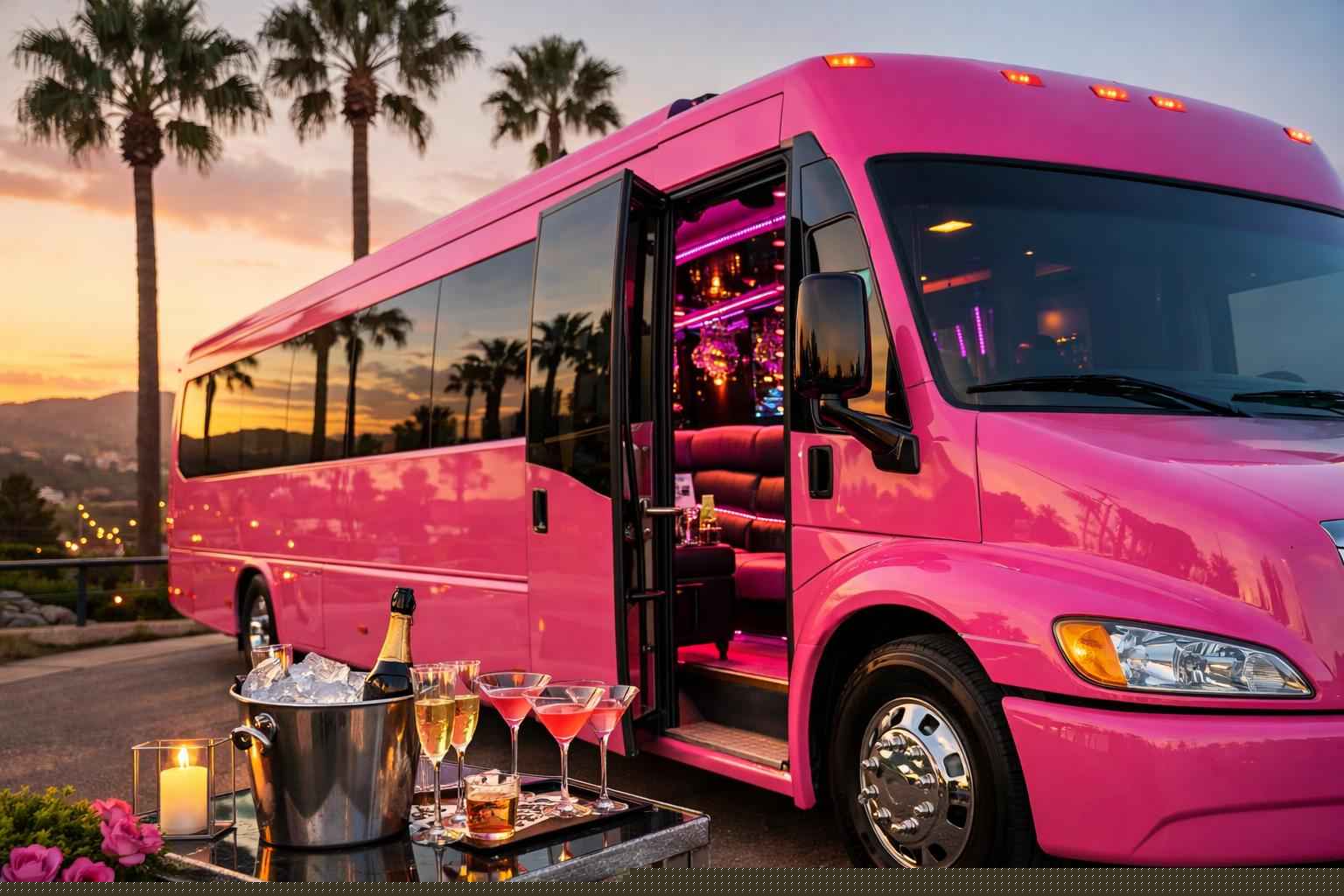 San Marcos California Pink Party Bus Rental
