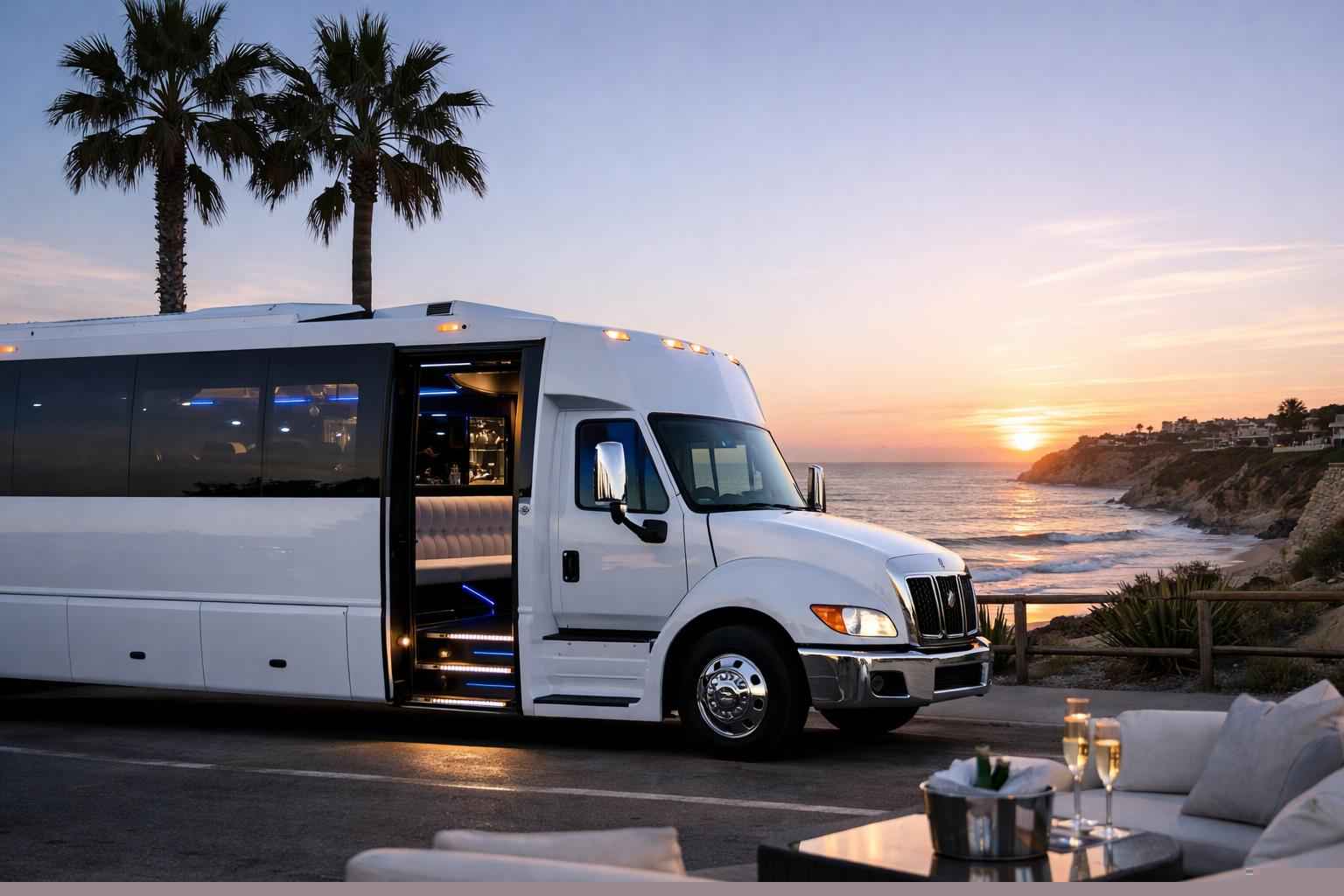 White Party Bus Rental In Solana Beach California Solana Beach California White Party Bus Rental