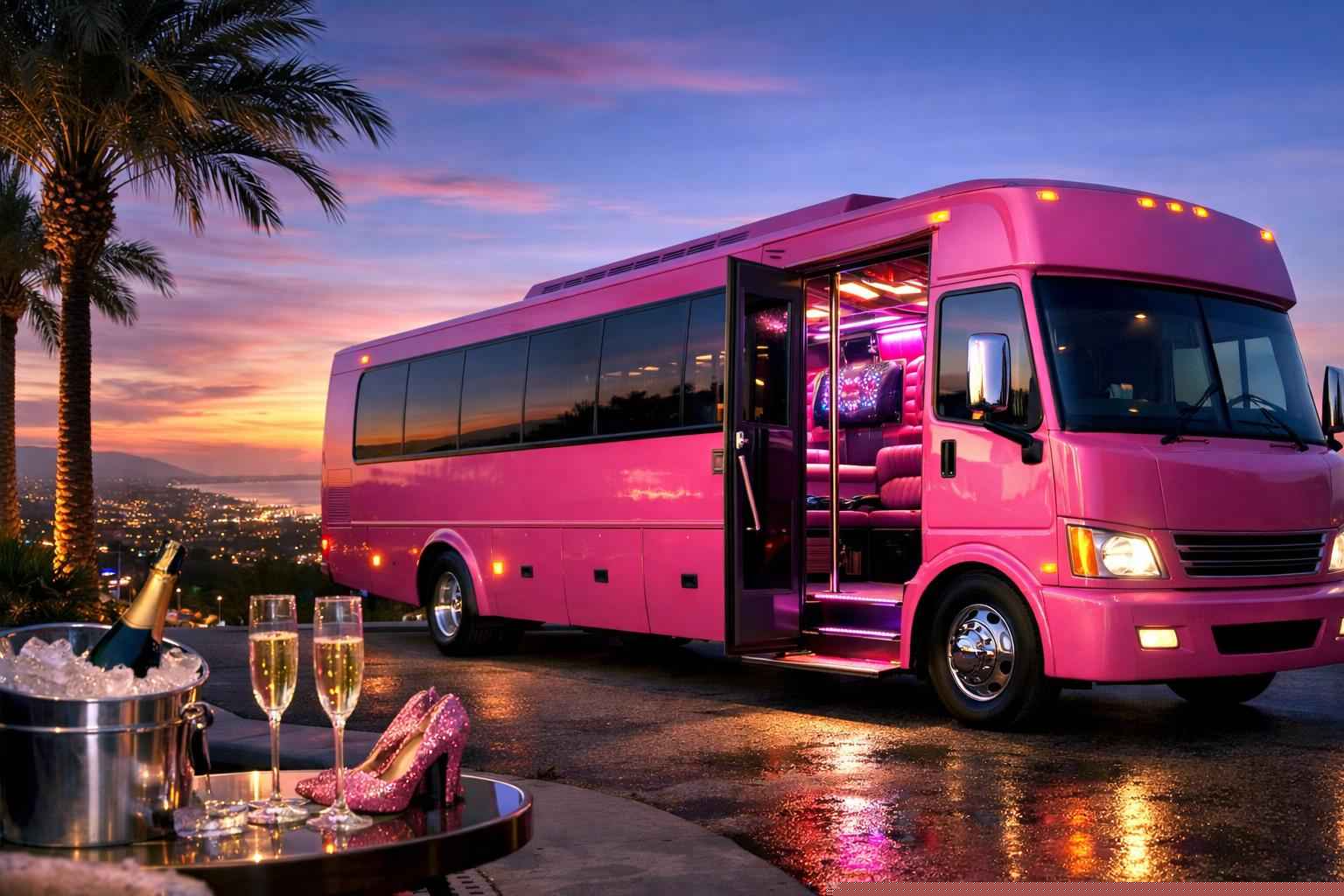 Vista California Pink Party Bus Rental
