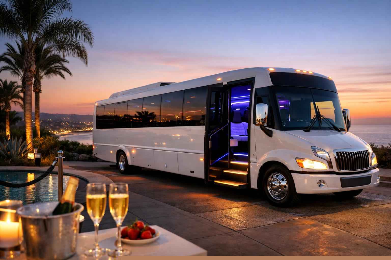 Vista California White Party Bus Rental